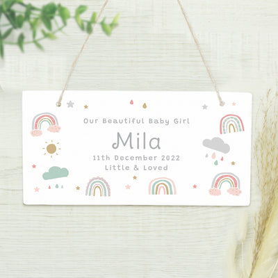 Personalised Rainbow Wooden Sign Hanging Decorations & Signs Everything Personal