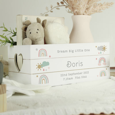 Personalised Rainbow White Wooden Crate Storage Everything Personal