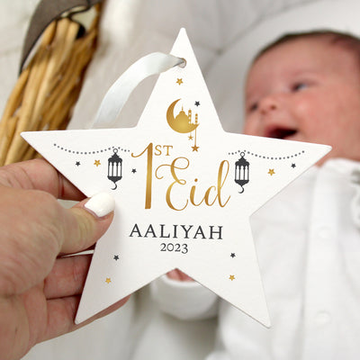 Personalised 1st Eid Wooden Star Decoration Hanging Decorations & Signs Everything Personal
