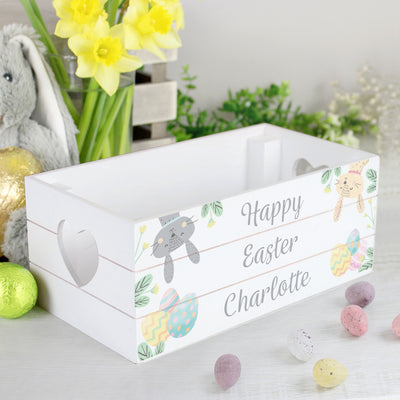 Personalised Easter White Wooden Crate Storage Everything Personal