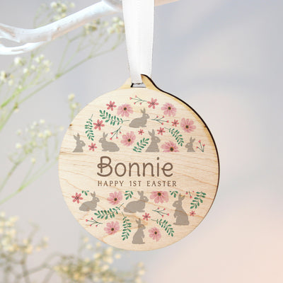 Personalised Easter Round Wooden Decoration Hanging Decorations & Signs Everything Personal