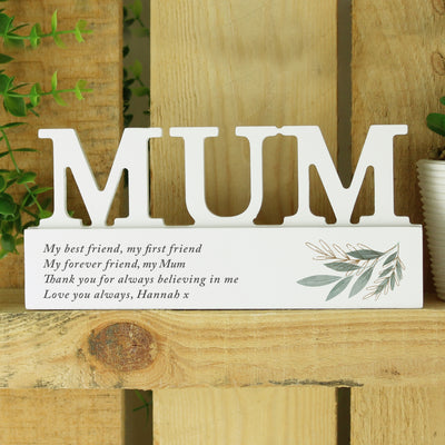 Personalised Botanical Wooden Mum Ornament Ornaments Everything Personal