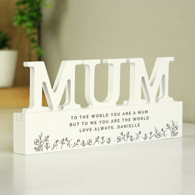 Personalised Floral Wooden Mum Ornament Ornaments Everything Personal