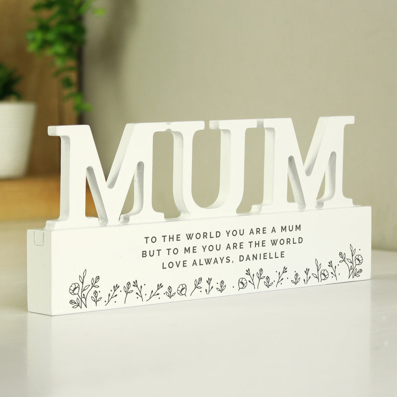 Personalised Floral Wooden Mum Ornament Ornaments Everything Personal