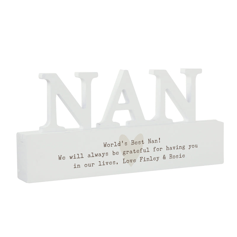 Personalised Heart Wooden Nan Ornament Ornaments Everything Personal