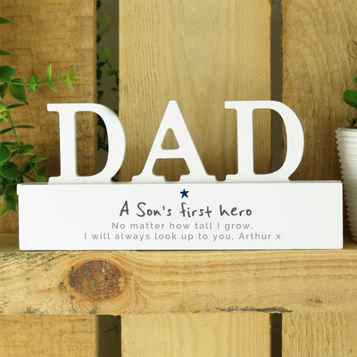 Personalised A Sons First Hero Wooden Dad Ornament Ornaments Everything Personal