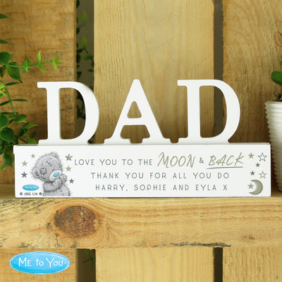 Personalised Me To You Moon and Back Wooden Dad Ornament Ornaments Everything Personal