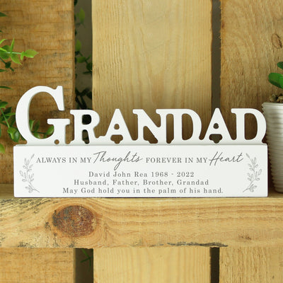 Personalised In Loving Memory Wooden Grandad Ornament Ornaments Everything Personal