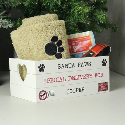 Personalised Santa Paws White Wooden Crate Storage Everything Personal