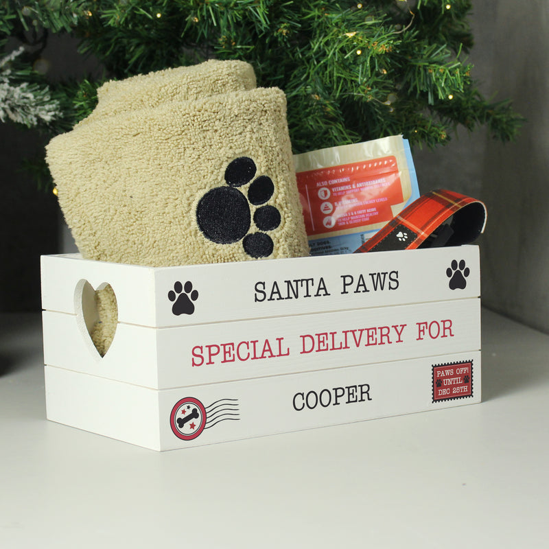 Personalised Santa Paws White Wooden Crate Storage Everything Personal