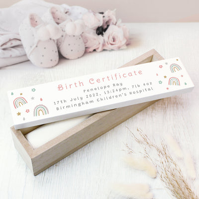 Personalised Rainbow Wooden Certificate Holder Keepsakes Everything Personal