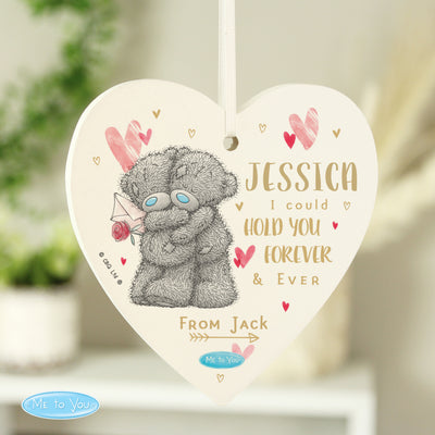Personalised Me To You Hold You Forever Wooden Heart Decoration Hanging Decorations & Signs Everything Personal