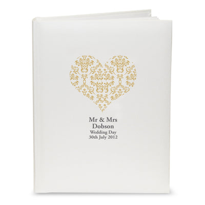 Personalised Gold Damask Heart Traditional Album Photo Frames, Albums and Guestbooks Everything Personal