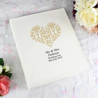 Personalised Gold Damask Heart Traditional Photo Album Photo Frames, Albums and Guestbooks Everything Personal