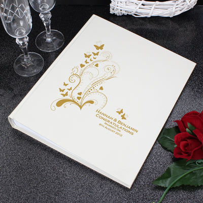 Personalised Gold Butterfly Swirl Traditional Photo Album Photo Frames, Albums and Guestbooks Everything Personal
