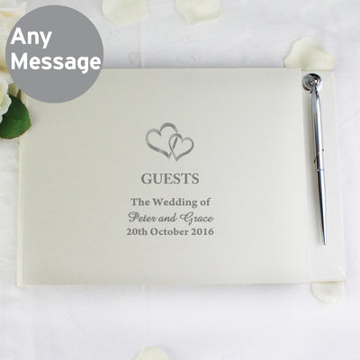 Personalised Hearts Design Hardback Guest Book & Pen Photo Frames, Albums and Guestbooks Everything Personal