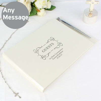 Personalised Swirl Design Hardback Guest Book & Pen Photo Frames, Albums and Guestbooks Everything Personal