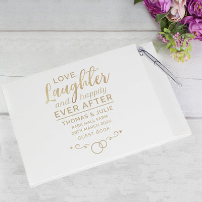 Personalised Happily Ever After Wedding Hardback Guest Book & Pen Photo Frames, Albums and Guestbooks Everything Personal