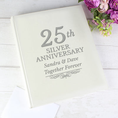 Personalised 25th Silver Anniversary Traditional Album Photo Frames, Albums and Guestbooks Everything Personal