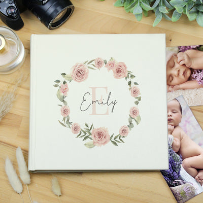 Personalised Floral Wreath Square Photo Album Photo Frames, Albums and Guestbooks Everything Personal