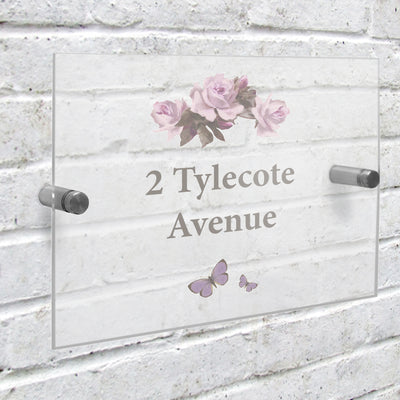 Personalised Vintage Rose Acrylic House Sign Hanging Decorations & Signs Everything Personal
