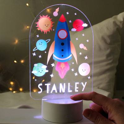 Personalised Space Rocket LED Colour Changing Night Light LED Lights, Candles & Decorations Everything Personal