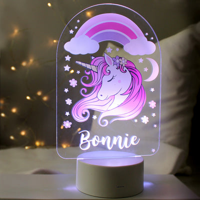 Personalised Pink Unicorn LED Colour Changing Night Light LED Lights, Candles & Decorations Everything Personal