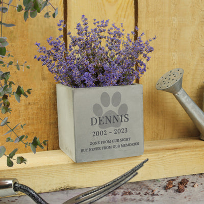Personalised Pet Memorial Concrete Plant Pot Vases Everything Personal
