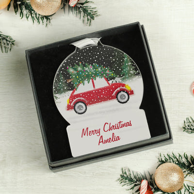 Personalised Driving Home For Christmas Acrylic Snow Globe Shaped Decoration Christmas Decorations Everything Personal