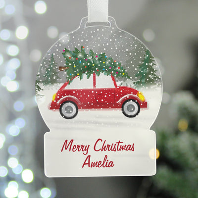Personalised Driving Home For Christmas Acrylic Snowglobe Decoration Christmas Decorations Everything Personal