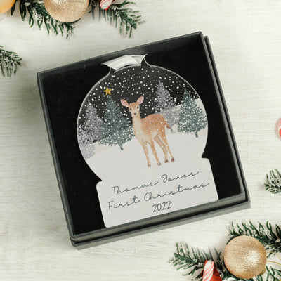 Personalised A Winter's Night Acrylic Snow Globe Shaped Decoration Christmas Decorations Everything Personal