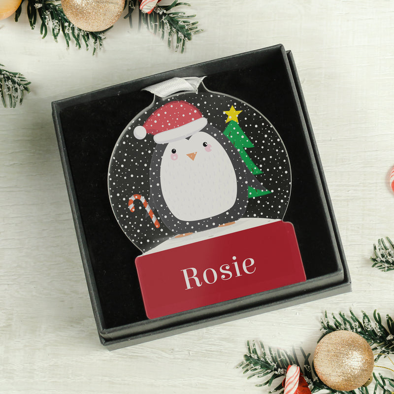 Personalised Penguin Acrylic Snow Globe Shaped Decoration Christmas Decorations Everything Personal