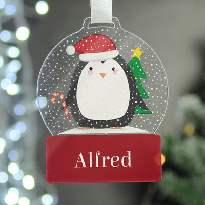 Personalised Penguin Acrylic Snowglobe Decoration Christmas Decorations Everything Personal