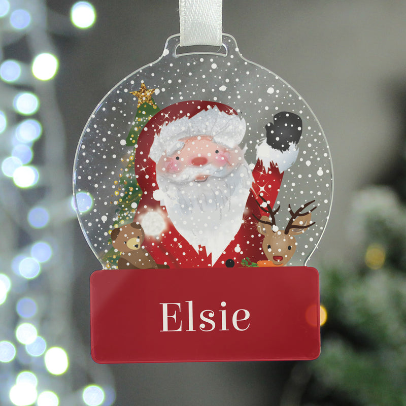 Personalised Santa Acrylic Snow Globe Shaped Decoration Christmas Decorations Everything Personal