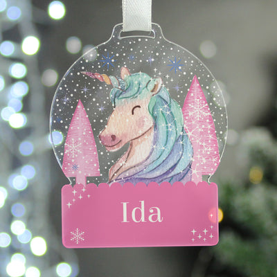 Personalised Unicorn Acrylic Snowglobe Decoration Christmas Decorations Everything Personal