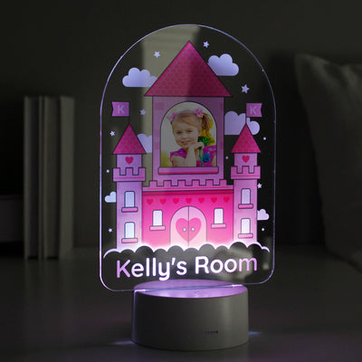 Personalised Pink Castle Photo Upload LED Colour Changing Night Light LED Lights, Candles & Decorations Everything Personal