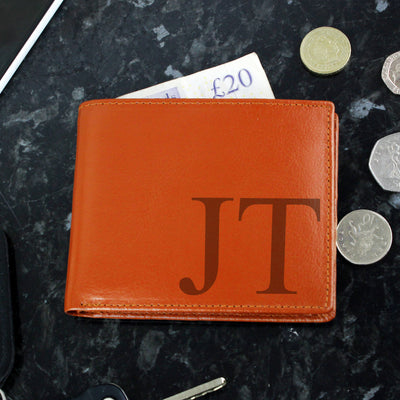 Personalised Big Initials Tan Leather Wallet Leather & Leatherette Everything Personal