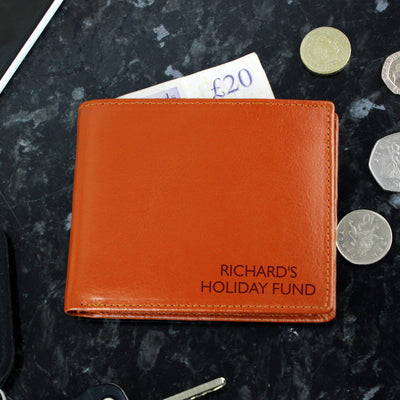 Personalised Message Tan Leather Wallet Leather & Leatherette Everything Personal