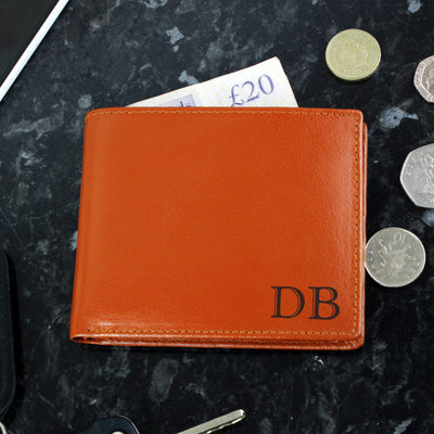 Personalised Initials Tan Leather Wallet Leather & Leatherette Everything Personal