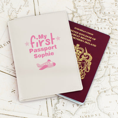 Personalised My First Cream Passport Holder Leather & Leatherette Everything Personal