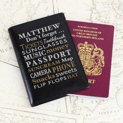 Personalised Don't Forget... Black Passport Holder Leather & Leatherette Everything Personal