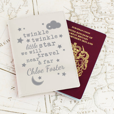 Personalised Twinkle Twinkle Cream Passport Holder Leather & Leatherette Everything Personal