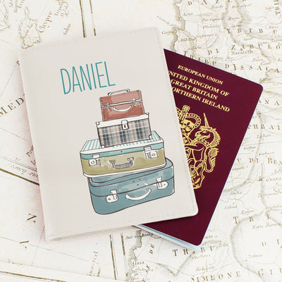 Personalised Suitcases Cream Passport Holder Leather & Leatherette Everything Personal