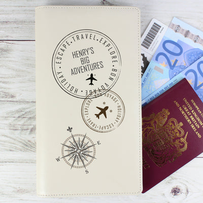 Personalised Stamp Travel Document Holder Leather & Leatherette Everything Personal