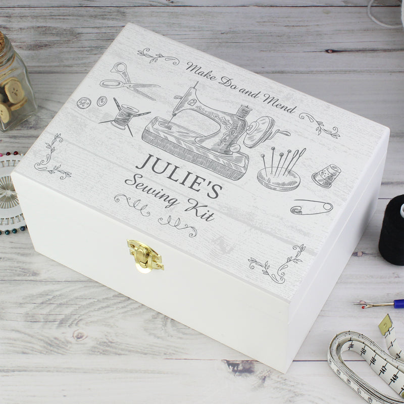 Personalised Sewing Kit White Wooden Keepsake Box Trinket, Jewellery & Keepsake Boxes Everything Personal