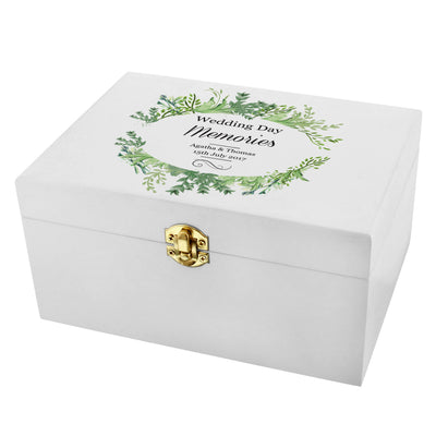 Personalised Fresh Botanical White Wooden Keepsake Box Trinket, Jewellery & Keepsake Boxes Everything Personal