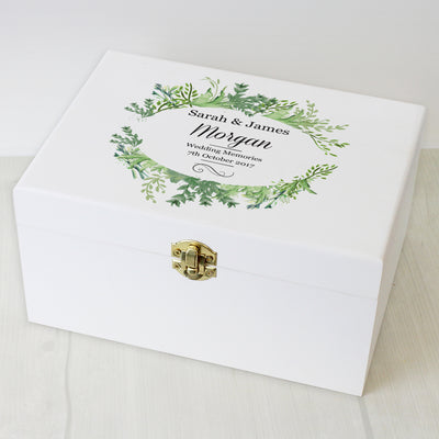 Personalised Fresh Botanical White Wooden Keepsake Box Trinket, Jewellery & Keepsake Boxes Everything Personal