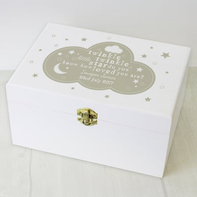 Personalised Twinkle Twinkle White Wooden Keepsake Box Trinket, Jewellery & Keepsake Boxes Everything Personal