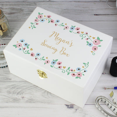 Personalised Fairytale Floral White Wooden Keepsake Box Trinket, Jewellery & Keepsake Boxes Everything Personal