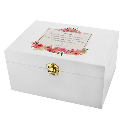 Personalised Floral Wishes White Wooden Keepsake Box Trinket, Jewellery & Keepsake Boxes Everything Personal